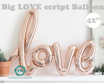 Big LOVE script Balloon - 42 x 25 inch / decoration, propose marriage, engagement party, wedding decor, backdrop, valentines, anniversary