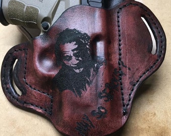 Custom Personalized Molded Laser Engraved Handmade Leather Gun Holster IWB or OWB
