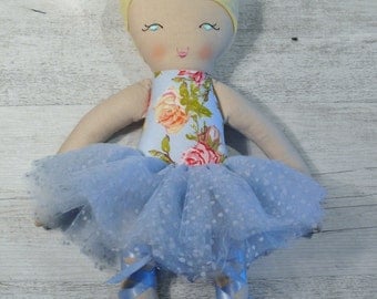 Adeline - Handmade rag doll, 38cm (15”), fabric doll, ballerina doll, gifts for girls.