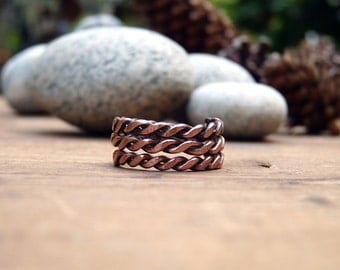 Multistrand copper ring. Hammared copper ring. Steampunk copper ring.Unisex copper ring. Mens copper ring.