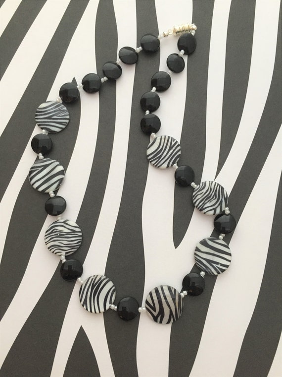 Necklace Black and White 201 by EasilyUnbeadable on Etsy