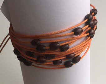 Adjustable Bracelet with Wooden Beads