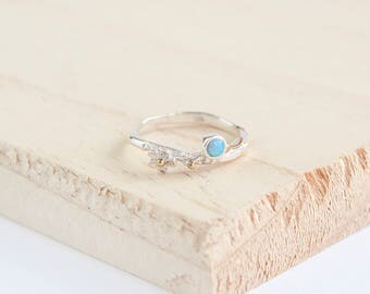 Amisi Flower Ring, Sterling Silver, Opalite, Opal Ring, Silver Flower Ring, Stacking Ring, Flower Jewelry, Opal Flower Ring, Opal Jewelry
