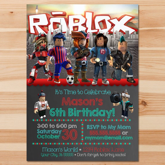 Roblox Invitation Custom Party Printables - roblox party decoration supplies editable invitation vinyl banner