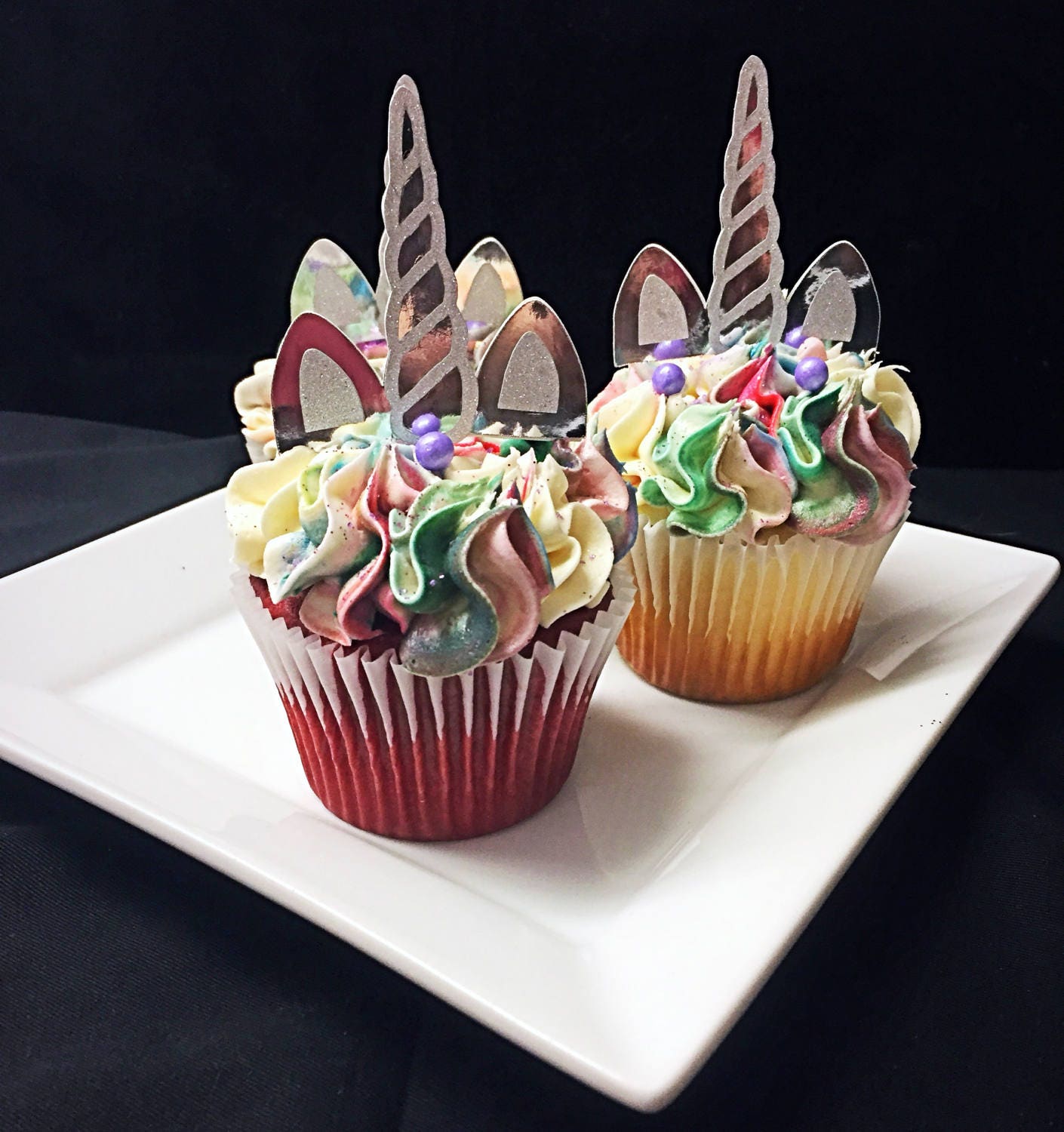  Unicorn Horn Ears Cupcake Toppers Unicorn Cupcake Toppers 