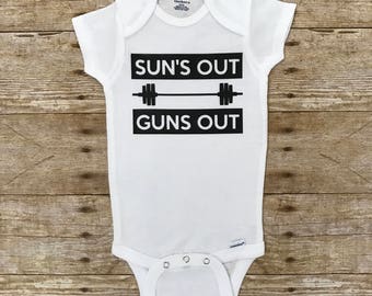 Funny Onesie, Baby Boy Onesie, Suns Out Guns Out, Boys Suns Out Guns Out, Baby Gift, Baby Shower Gift