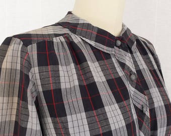 Vintage 1950s Grey Plaid Dress