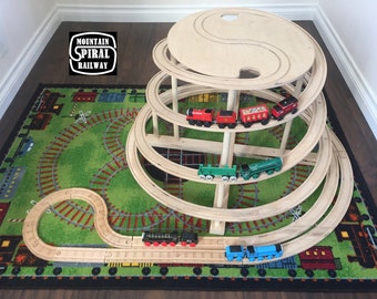 Mountain Spiral Railway. The ultimate train track accessory for wooden Thomas the Train and Brio sets. Made of natural wood.