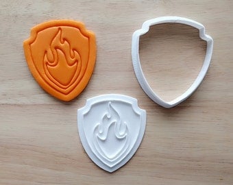 Marshall Paw Patrol Cookie Cutter and Stamp Set, Paw Patrol Fondant Cutter / Party Favor Kids Birthday Baby Shower Cake Top
