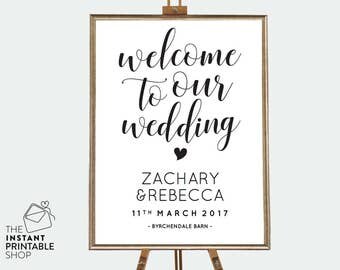 Printable wedding signs printable, Editable pdf, Instant download, Welcome sign wedding, Rustic wedding signs, Printable wedding signage