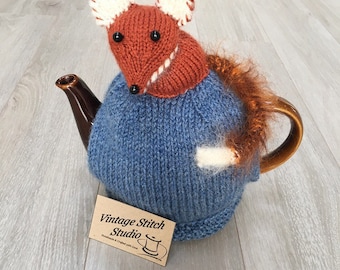 Fox Teapot Cosy - Hand knitted tea cosy - Tea Cosy - Fox Gifts - Fox Tails - knitted tea cosy - Tea Cozy