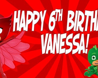 PJ Mask Birthday Banner, Owlette