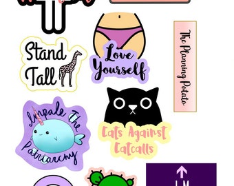 Feminist Sticker Sheet | Planner Stickers | Cute Laptop Computer Stickers | Share the Love | 2 Sizes