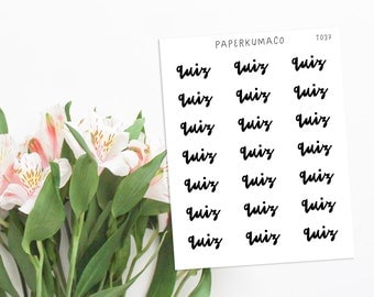 quiz text stickers for bullet journals and planners - 21 stickers - T037