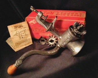 Vintage Meat Grinder. Steel.No.1 Universal. Has box and instructions. Grind it bithches.