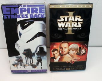 Star Wars The Empire Strikes Back and Star Wars Episode 1 The Phantom Menace VHS Movies Digitally Mastered THX Fox Video Lucasfilm