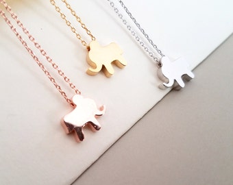 Elephant Necklace, Elephant Jewelry, Initial Necklace, Animal Jewelry, Personalized Jewelry, Rose Gold Silver Necklace, Gift for Her
