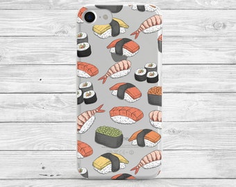 Cute iPhone 7 Case Sushi Clear iPhone 7 Plus Case Clear iPhone 6 Case Transparent iPhone 6s Case Sushi iPhone Case Samsung Galaxy S7/S6