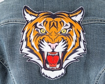 Tiger patch Biker patch Embroidered patch Iron on patch Large patch Bag patch Patches for jackets Animal patch Retro patch Patch badge 022