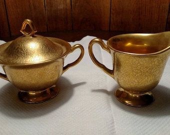 Gold Cream and Sugar Set