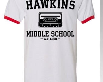 Stranger Things T Shirt / Hawkins Middle School Ringer / A.V. Club / Stranger Things / Hawkins / Eleven / Tumblr Shirts / Hawkins Shirt
