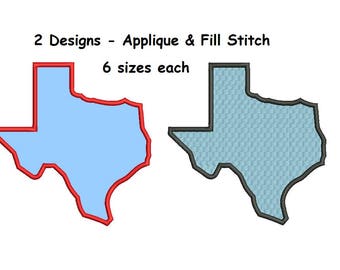 Texas Applique Design - 2 designs 6 sizes Applique + Fill Embroidery machine embroidery INSTANT DOWNLOAD