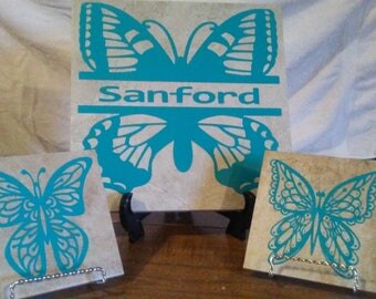 Personalize Butterfly Tile Set