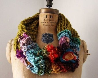 Instant download PDF PATTERN Chunky knit cowl. Bohemian Art knit cowl PATTERN.