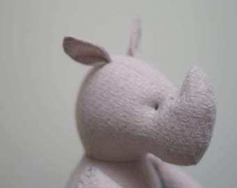 Handmade Rhino doll Waldorf inspired Eco toy soft fabric doll stuffed animal baby toddler natural Cream gift idea bubynoa Best Friend
