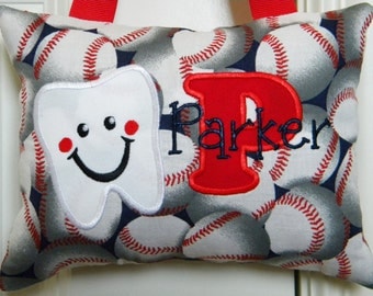 Tooth Fairy Pillow Boys Tooth Fairy Pillow Personalized Tooth Fairy Pillow - Large Baseballs