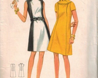1960s Butterick 4795 Gorgeous Mod Dress Sewing Pattern Vintage Size 14
