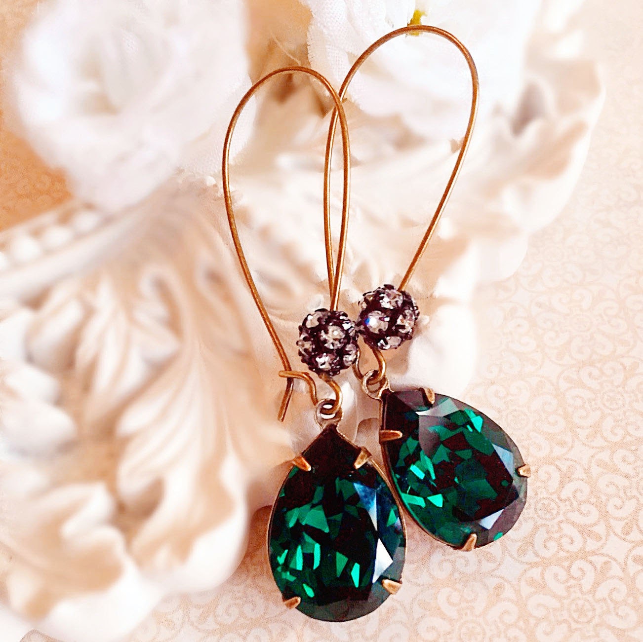 Emerald Earrings - Swarovski - Bridesmaid Earrings - COVET Emerald