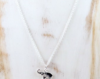 Sterling Silver Elephant Necklace, Tiny Elephant Pendant, Lucky Necklace, Good Luck Elephant