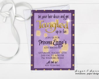Tangled Birthday Invitation, Rapunzel Invitation, Girls Birthday Invitations, Princess Invitation, Kids Birthday Invitation