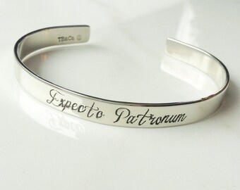 Expecto Patronum Bracelet . Harry Potter Inspired Cuff Bracelet . Personalized Harry Potter Jewelry .