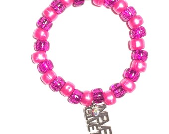 Kandi bracelet, rave bracelet, kandi, rave wear, rave, never give up, charm bracelet