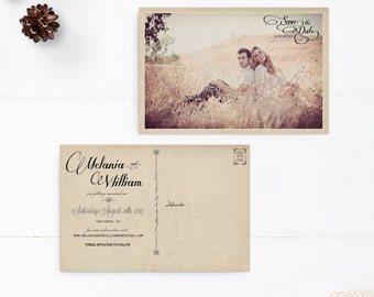 Save the Date / Save the Date Cards / Save the Date Postcard / Photo Save the Date / Vintage Save the Date Card - the "Melania"
