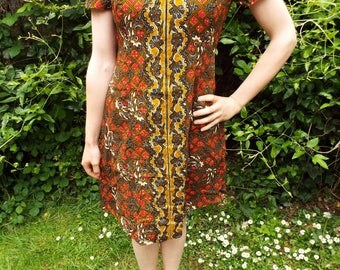 Vintage 70s Dress - Psychedelic Mini Dress - Cotton Shirt Dress - Boho Dress - Mod Dress - Small Vintage Dress