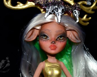 ON SALE custom monster high doll repaint ooak frightmare centaur deer fantasy antlers - Fawtine Fallowhart