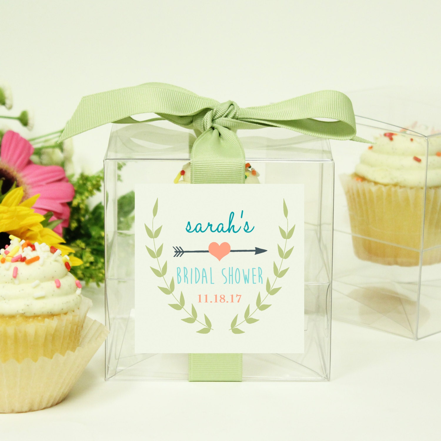 8 Bridal Shower Favor Boxes Cupcake Boxes Ivy Label