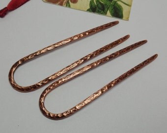 2 Copper Hair Pins 3" - Boho Hair Accessories - Metal Hair Forks - Barrettes Combs Hair Sticks - Hair Jewelry - Womens Gift - Gift for Her