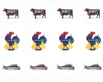 Meal Choice Stickers 3 | Wedding Menu or Party Meal Stickers | Sheet of 20 | 1.5 inch Seals