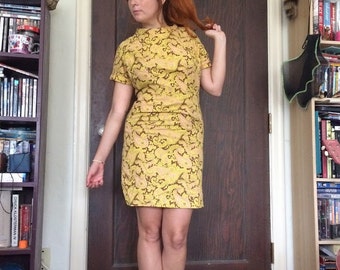Vintage 1960s 1970s paisley dress xs small