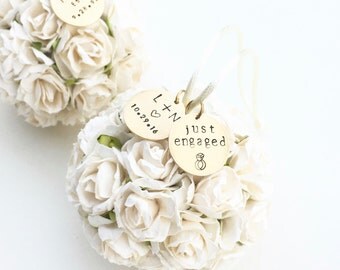 Personalized Wedding Ornament, Just Married Ornament, Engagement Gifts for Couple, Our First Christmas Ornament, Engagement Ornament,