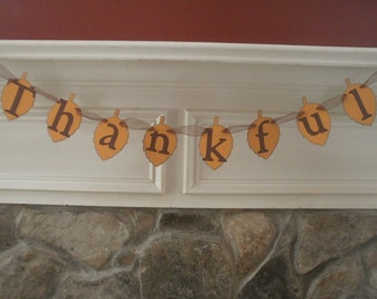 Thankful Banner, Thankful Garland, Thankful, Garland, Banner, Photo Prop, Leaves, Holiday Decoration, Thanksgiving Decoration