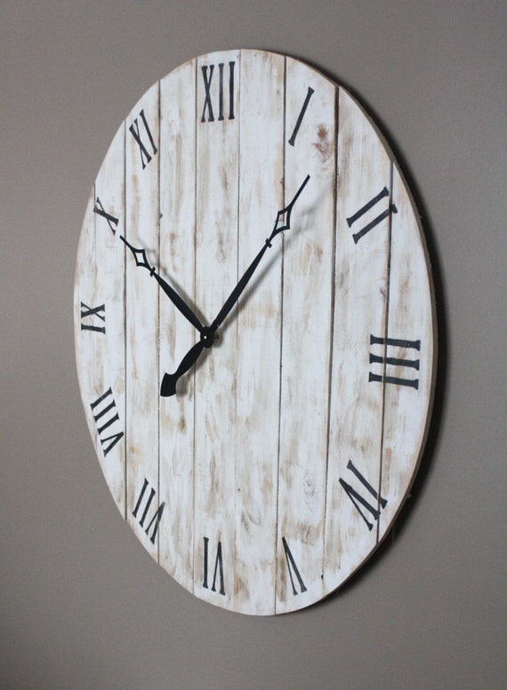 Farmhouse Style Round Wall Clock. Variable Sizes 18 to