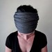 CHARCOAL GREY Head Scarf - Ear Warmer Hair wrap - Thick Ribbed Knit Headband - Womens Hair Accessories - Gray Ribbed Knit Head Scarf