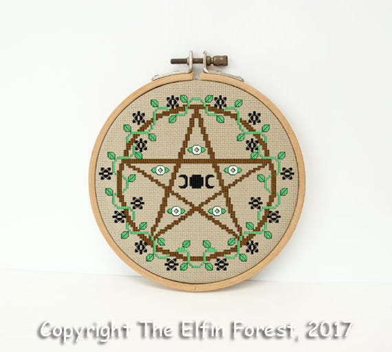 Pentacle Pentagram Cross Stitch Pattern Wiccan Pagan Symbol