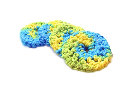 Blue Yellow & Green Tie Dye Make Up Removers Set of 4 Make