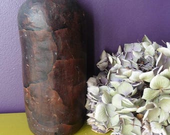 Ancient Art Brut Vase Artisanal Brown Pottery, Raw art, Stem vase, France, Trinket, Rustic, Folk Art, Terracotta, Bibelot, Folk, Pitcher